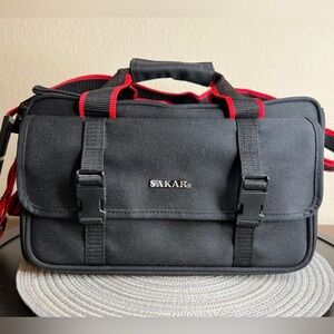 Sakar Camera Camcorder Bag Black Red Handle or Shoulder Strap Dual Zip Closure